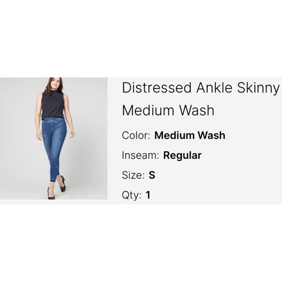 SPANX Distressed Ankle Skinny Jeans Medium Wash—Like New - Picture 1 of 9